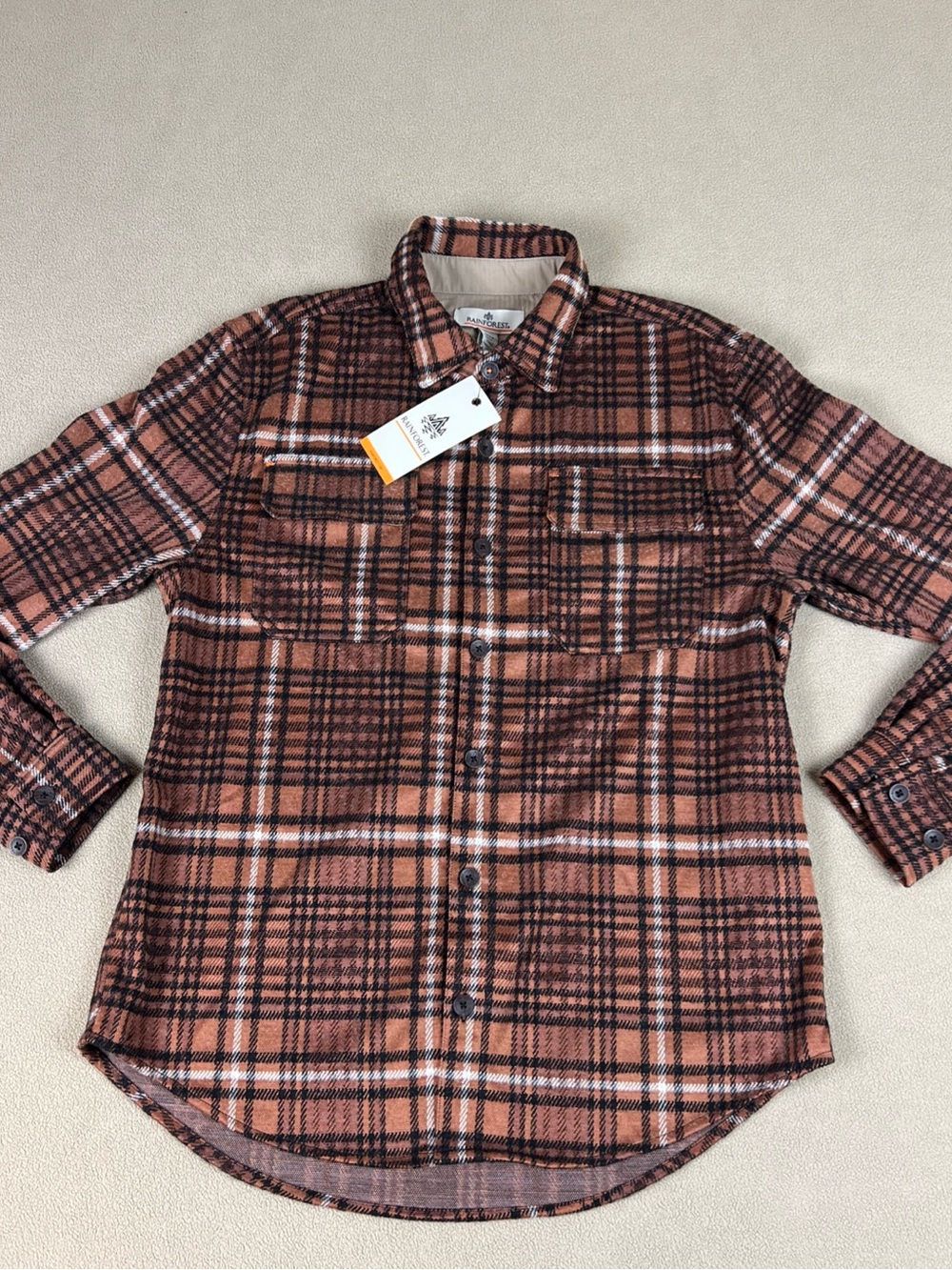 Rainforest Fahnestock Trail Stretch Knit Flannel Plaid Button Up Shirt. Sz M